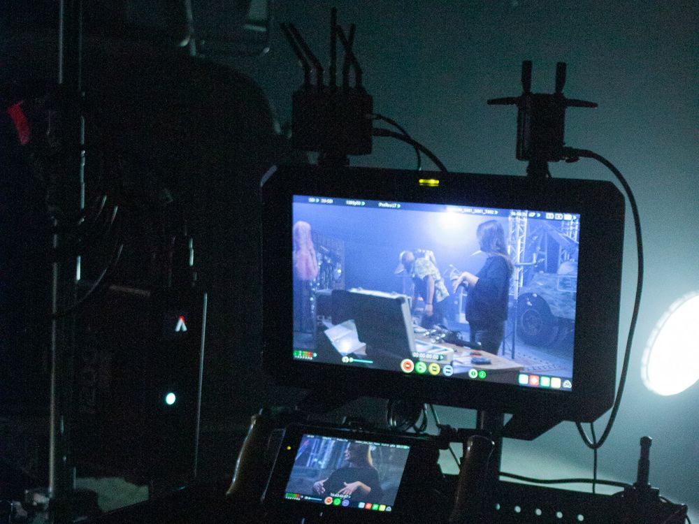Director's monitor on a film and TV production set